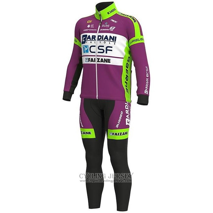 2020 Cycling Jersey Bardiani Csf Purple Green Long Sleeve And Bib Tight